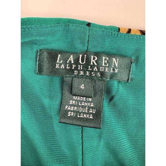 Ralph Lauren Faux Wrap Dress Womens 4 Green Horse Tack Equestrian Ruched Classic - Picture 12 of 16
